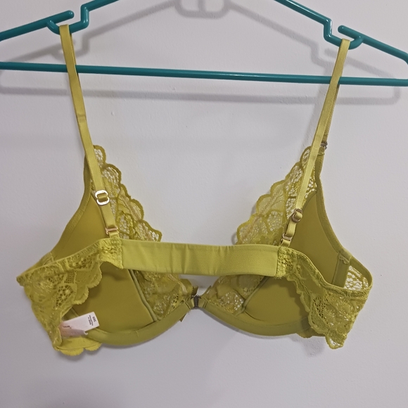 Victoria's Secret Very Sexy Yellow/ Green Lace Underwire Bra Front Clasp VG - Picture 2 of 9